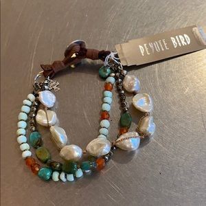 Peyote Bird freshwater pearl and bead bracelet